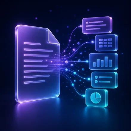 Illustration of a document being extracted into structured data