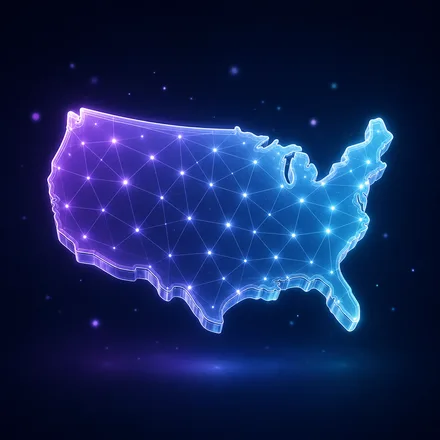 Illustration of a United States map representing nationwide coverage